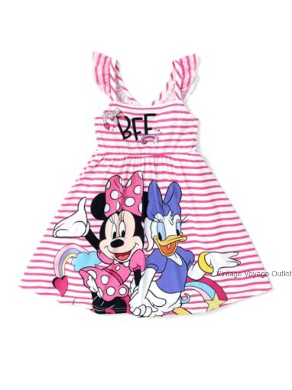 Disney Girls Ruffle Sleeve Sundress Criss Cross Back Summer Playwear Dress